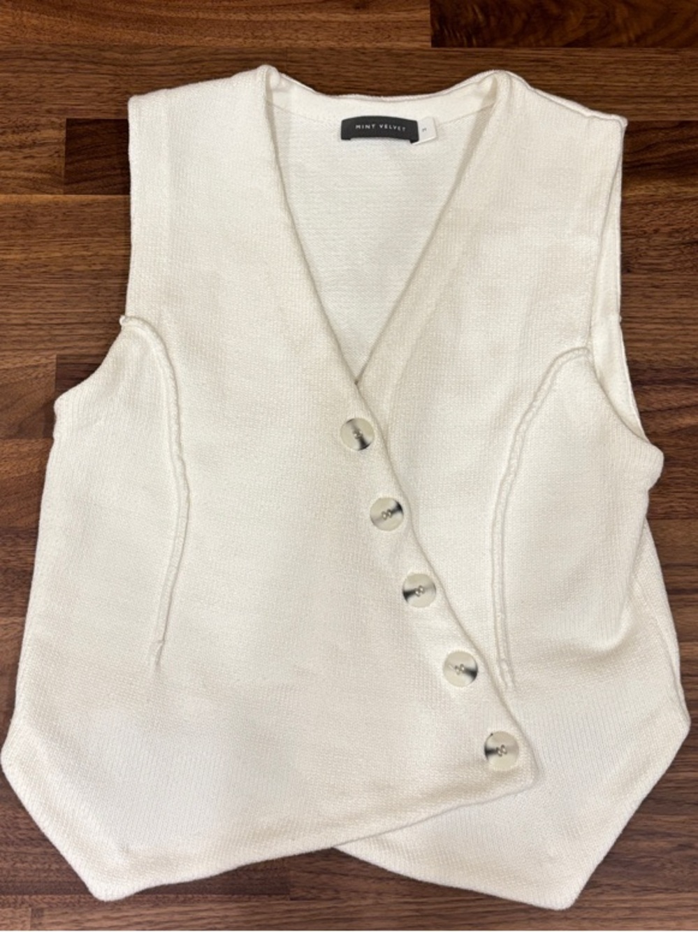 Mint Velvet Button-Front Vest in Ivory